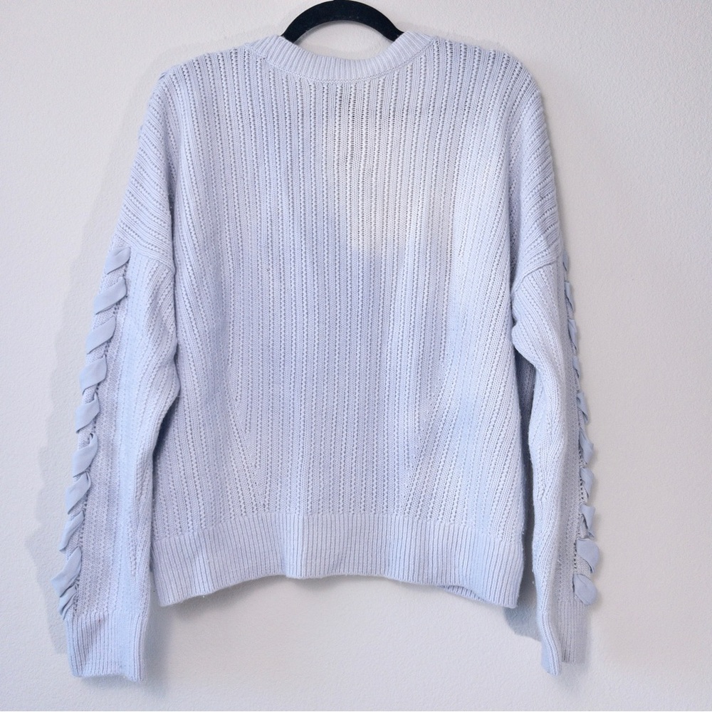 Club Monaco Wool Woven Ribbon Detail Sweater M Blue Knit Relaxed Ombre - Picture 5 of 7